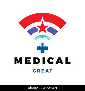 Modèle de conception de logo d'icône en ligne médical, hospitalier, Cross ou plus Illustration de Vecteur