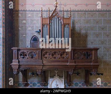 Balcon d'orgue dans le presbytère, Cathédrale latine, Cathédrale Basilique de l'Assomption, Lviv, Ukraine Banque D'Images