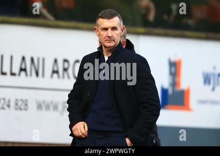 9 mars 2024 ; Tannadice Park, Dundee, Écosse : Scottish Championship Football, Dundee United versus Arbroath ; le manager d'Arbroath Jim McIntyre à la fin du match Banque D'Images