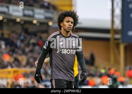 9 mars 2024 ; stade Molineux, Wolverhampton, West Midlands, Angleterre; premier League Football, Wolverhampton Wanderers contre Fulham ; Willian of Fulham Banque D'Images