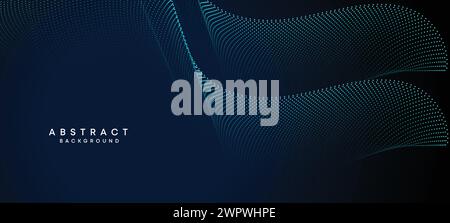 Abstrait Bleu Vert gradient coulant point ondulant particule géométrique fond de page Web numérique en-tête Futuristic Purple Rose gradient pointillé Illustration de Vecteur