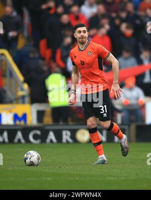 9 mars 2024 ; Tannadice Park, Dundee, Écosse : Scottish Championship Football, Dundee United contre Arbroath ; Declan Gallagher de Dundee United Banque D'Images