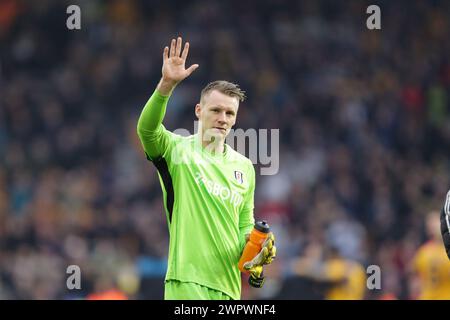 Bernd Leno, gardien de but de Fulham après le match de premier League entre Wolverhampton Wanderers et Fulham à Molineux, Wolverhampton le samedi 9 mars 2024. (Photo : Gustavo Pantano | mi News) crédit : MI News & Sport /Alamy Live News Banque D'Images