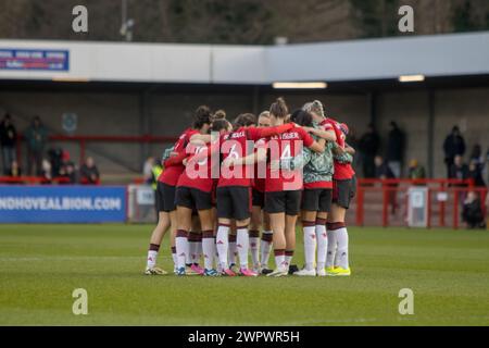 Crawley, Royaume-Uni. 09 mars 2024. Broadfield Stadium, Crawley, le 9 mars 2024 ; équipe Manchester United devant le match de la FA Cup Adobe Womens entre Brighton et Hove Albion et Manchester United au Broadfield Stadium, Crawley. (Tom Phillips/SPP) crédit : photo de presse sportive SPP. /Alamy Live News Banque D'Images