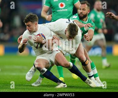 L’Anglais George Ford (à gauche) lors du Guinness six Nations match au Twickenham Stadium, Londres. Date de la photo : samedi 9 mars 2024. Banque D'Images