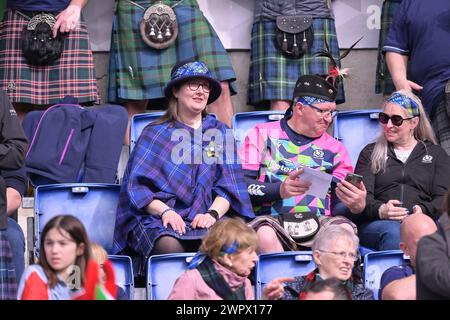 9 mars 2024 ; Stadio Olimpico, Rome, Italie : six Nations International Rugby, Italie contre Ecosse ; supporters de l'Ecosse Banque D'Images