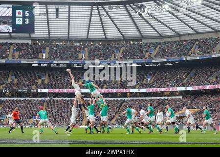 Twickenham, Royaume-Uni. 09 mars 2024. Vue générale du stade de Twickenham lors du match Guinness 6 Nations 2024 Angleterre vs Irlande au stade de Twickenham, Twickenham, Royaume-Uni, le 9 mars 2024 (photo par Steve Flynn/News images) à Twickenham, Royaume-Uni le 3/9/2024. (Photo par Steve Flynn/News images/SIPA USA) crédit : SIPA USA/Alamy Live News Banque D'Images