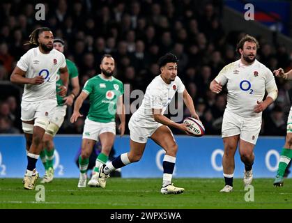Twickenham, Royaume-Uni. 09 mars 2024. Angleterre V Irlande, Guinness 6 Nations. Stade de Twickenham. Twickenham. Marcus Smith (Angleterre) lors du match de rugby Angleterre V Irlande dans les Guinness 6 Nations. Crédit : Sport in Pictures/Alamy Live News Banque D'Images