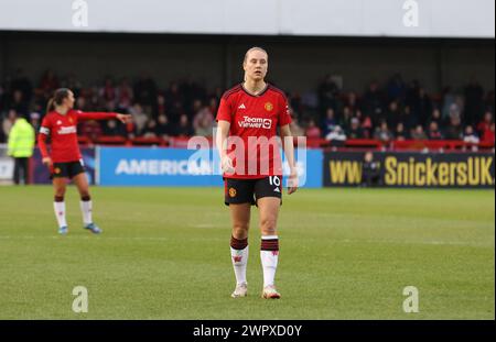 Crawley, Royaume-Uni. 09 mars 2024. Broadfield Stadium, Crawley, 09 mars 2024 ; Lisa Naalsund (16 ans, Manchester United) lors du match de la FA Cup féminine Adobe entre Brighton Hove Albion et Manchester United au stade Broadfield de Crawley, en Angleterre. (Bettina Weissensteiner/SPP) crédit : SPP Sport Press photo. /Alamy Live News Banque D'Images