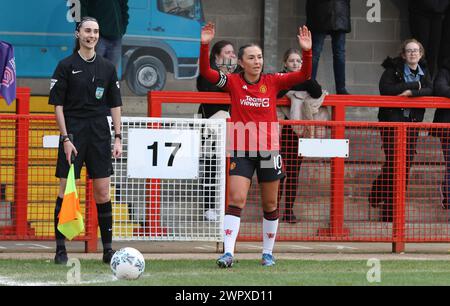 Crawley, Royaume-Uni. 09 mars 2024. Broadfield Stadium, Crawley, 9 mars 2024 ; Katie Zelem (10 Manchester United) lors du match de la FA Cup féminine Adobe entre Brighton Hove Albion et Manchester United au stade Broadfield, Crawley, Angleterre. (Bettina Weissensteiner/SPP) crédit : SPP Sport Press photo. /Alamy Live News Banque D'Images