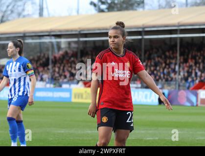 Crawley, Royaume-Uni. 09 mars 2024. Broadfield Stadium, Crawley, 9 mars 2024 ; Nikita Parris (22 Manchester United) lors du match de la FA Cup féminine Adobe entre Brighton Hove Albion et Manchester United au stade Broadfield, Crawley, Angleterre. (Bettina Weissensteiner/SPP) crédit : SPP Sport Press photo. /Alamy Live News Banque D'Images