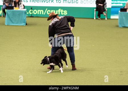 Birmingham Royaume-Uni. 9 mars 2024. Crufts 2024 Internatonal Freestyle Heelwork to Music Genting Arena, main Arena crédit : victoria elsmore/Alamy Live News Banque D'Images