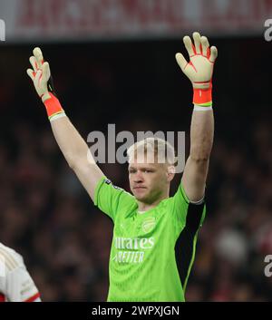 Londres, Royaume-Uni. 09 mars 2024. Aaron Ramsdale (A) au match Arsenal v Brentford EPL, à l'Emirates Stadium, Londres, Royaume-Uni le 9 mars 2024. Crédit : Paul Marriott/Alamy Live News Banque D'Images