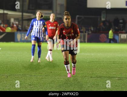 Crawley, Royaume-Uni. 09 mars 2024. Broadfield Stadium, Crawley, 9 mars 2024 ; Nikita Parris (22 Manchester United) lors du match de la FA Cup féminine Adobe entre Brighton Hove Albion et Manchester United au stade Broadfield, Crawley, Angleterre. (Bettina Weissensteiner/SPP) crédit : SPP Sport Press photo. /Alamy Live News Banque D'Images