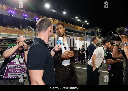 Djeddah, Arabie saoudite. 09 mars 2024. Champion de boxe Anthony Joshua, lors du Grand Prix d'Arabie Saoudite de formule 1 STC 2024, 2ème manche du Championnat du monde de formule 1 2024 du 7 au 9 mars 2024 sur le circuit de Jeddah Corniche, à Djeddah, Arabie Saoudite - photo Frédéric le Floc'h/DPPI crédit : DPPI Media/Alamy Live News Banque D'Images