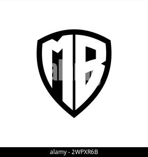 Logo MB monogramme avec lettres en gras forme de bouclier avec modèle de conception de couleur noir et blanc Banque D'Images