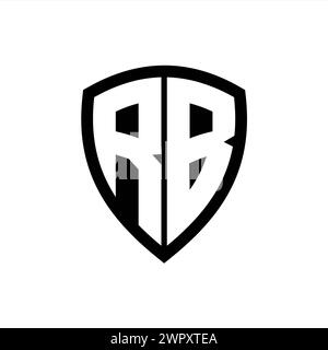 Logo monogramme RB avec lettres en gras forme de bouclier avec modèle de conception de couleur noir et blanc Banque D'Images