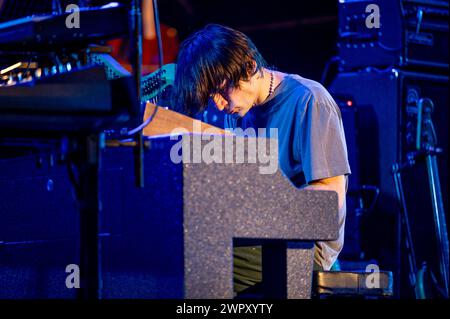 Manchester, Royaume-Uni. 09 mars 2024. Thom Yorke, Jonny Greenwood et Tom Skinner du groupe The Smile jouent au Manchester Victoria Warehouse lors de la soirée de clôture du BBC 6 Music Festival 2024. 2024-03-09 . Crédit : Gary Mather/Alamy Live News Banque D'Images