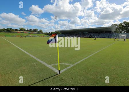 Brisbane, Australie, 9 mars 2024. L'Australian Professional Leagues (APL) poursuit ses célébrations de fierté lors du match de Liberty A League entre Brisbane Roar et Central Coast Mariners FC au Ballymore Stadium : Credit : Matthew Starling / Alamy Live News Banque D'Images