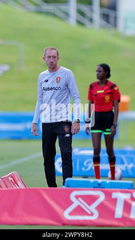 Brisbane, Australie, 9 mars 2024. Alex Smith (entraîneur de Brisbane) lors du match de Liberty A League entre Brisbane Roar et Central Coast Mariners FC au Ballymore Stadium : crédit : Matthew Starling / Alamy Live News Banque D'Images