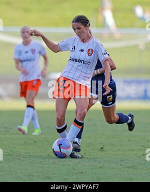 Brisbane, Australie, 9 mars 2024. Alicia Woods (Brisbane 32) en action lors du match de Liberty A League entre Brisbane Roar et Central Coast Mariners FC au Ballymore Stadium : crédit : Matthew Starling / Alamy Live News Banque D'Images