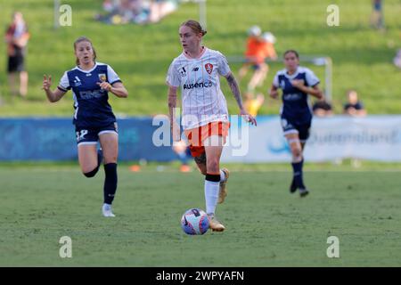 Brisbane, Australie, 9 mars 2024. Sharn Freier (11 Brisbane) en action lors du match de Liberty A League entre Brisbane Roar et Central Coast Mariners FC au Ballymore Stadium : crédit : Matthew Starling / Alamy Live News Banque D'Images