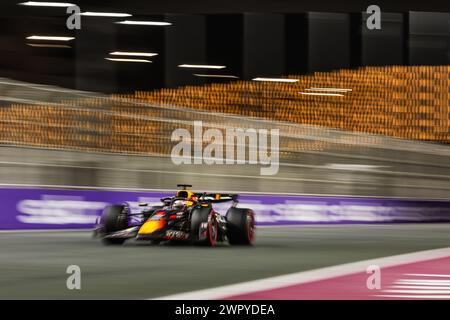 Djeddah, Arabie Saoudite. 9 mars 2024. Le néerlandais Max Verstappen de Red Bull participe au Grand Prix saoudien de formule 1 sur le circuit de la Corniche de Djeddah, en Arabie Saoudite, le 9 mars 2024. Crédit : Qian Jun/Xinhua/Alamy Live News Banque D'Images