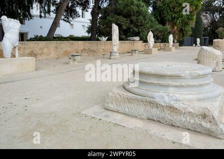 Vue du site archéologique de Carthage situé sur la colline de Byrsa, au cœur du gouvernorat de Tunis en Tunisie. Banque D'Images