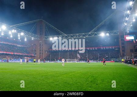 Stade Luigi Ferraris pendant le championnat italien Serie A match de football entre Gênes CFC et AC Monza le 9 mars 2024 au stade Luigi Ferraris de Gênes, Italie - crédit : Luca Rossini/E-Mage/Alamy Live News Banque D'Images