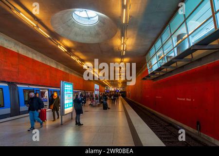 Ligne de métro U2, station Messestadt West München, Munich Oberbayern, haute Bavière Bayern, Bavière Allemagne Banque D'Images