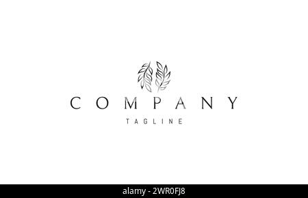 Un logo vectoriel avec une image abstraite d'un cerveau sous la forme de deux branches avec des feuilles. Illustration de Vecteur