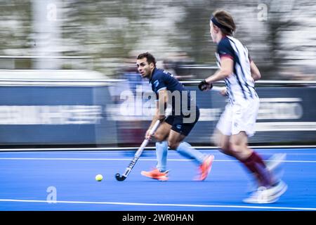 Lier, Belgique. 10 mars 2024. Tomas Domene d'Oree photographié en action lors d'un match de hockey entre Herakles et Oree, dimanche 10 mars 2024, à lier, le jour 15 du championnat belge de hockey de première division. BELGA PHOTO TOM GOYVAERTS crédit : Belga News Agency/Alamy Live News Banque D'Images