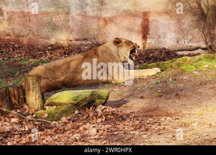 Nürnberg, Tiergarten, Zoo, Löwin, Bayern, zoo de Nürnberg, zoo de Löwe, Löwe, Löwenfamilie, Löwenbaby, Raubkatzen. Zoo de Schöner à Nürnberg Banque D'Images