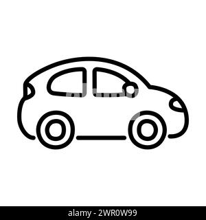 Petite icône de ligne de voiture de ville à hayon dans le style mignon de dessin animé dessiné à la main doodle. Illustration clip art vectorielle. Illustration de Vecteur