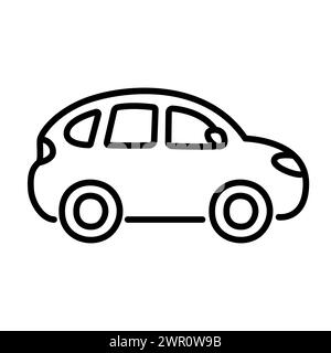 Icône de ligne de voiture de SUV crossover dans le style de dessin animé dessiné à la main mignon. Illustration clip art vectorielle. Illustration de Vecteur