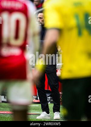 AMSTERDAM - Ajax entraîneur John va't Schip lors du match néerlandais Eredivisie entre Ajax Amsterdam et Fortuna Sittard au Johan Cruijff Arena le 10 mars 2024 à Amsterdam, pays-Bas. ANP OLAF KRAAK Banque D'Images