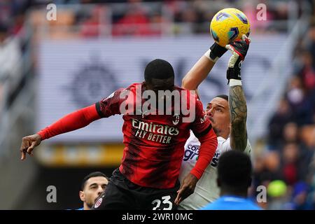 Milan, Italie. 10 mars 2024. Fikayo Tomori (AC Milan) ; pendant le match de football Serie A entre AC Milan et Empoli au stade San Siro de Milan, Italie du Nord - dimanche 10 mars 2024. Sport - Soccer . (Photo de Spada/LaPresse) crédit : LaPresse/Alamy Live News Banque D'Images