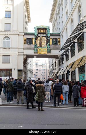 Horloge Ankeruhr, Vienne, Autriche, Europe. Banque D'Images