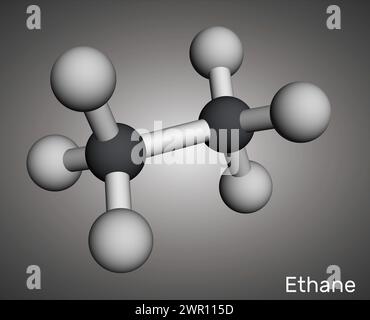 Molécule d'éthane C2H6. Modèle moléculaire. Rendu 3D. Illustration Banque D'Images