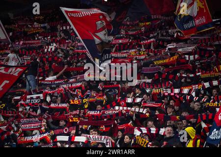 Gênes, Italie. 9 mars 2024. Supporters du CFC Gênes, lors du CFC Gênes vs AC Monza, Serie A, au stade Luigi Ferraris. Crédit : Alessio Morgese/Alessio Morgese/Emage/Alamy Live news Banque D'Images