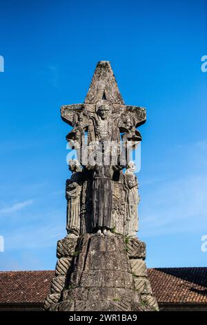 Deatil de la statue de devant réalisée par Francisco Asorey, Convento de San Francisco, Saint-Jacques-de-Compostelle, Espagne Banque D'Images