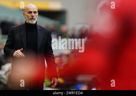 Milan, Italie. 10 mars 2024. Stefano Pioli (AC Milan) pendant le match de football Serie A entre AC Milan et Empoli au stade San Siro de Milan, Italie du Nord - dimanche 10 mars 2024. Sport - Soccer . (Photo de Spada/LaPresse) crédit : LaPresse/Alamy Live News Banque D'Images