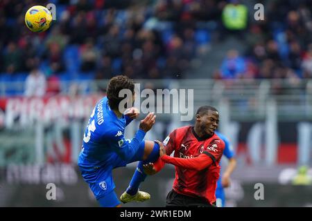 Milan, Italie. 10 mars 2024. Yunus Musah (AC Milan) pendant le match de football Serie A entre AC Milan et Empoli au stade San Siro de Milan, Italie du Nord - dimanche 10 mars 2024. Sport - Soccer . (Photo de Spada/LaPresse) crédit : LaPresse/Alamy Live News Banque D'Images