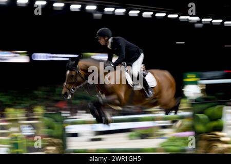 DEN BOSCH - Willem Greve (NED) sur l'autoroute TN NOP remporte le Rolex Grand Prix, Jumping International avec saut-off, au Masters néerlandais dans le Brabanthallen. PONCEUSE ANP KONING Banque D'Images