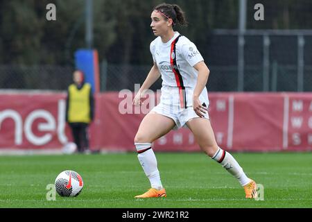 Roma, Latium. 10 mars 2024. Angelica Soffia de Milan lors du match du championnat de Serie A Women 2023-2024 entre Roma Women et Milan Women au stade Tre Fontane à Rome, Italie, le 10 mars 2024. Crédit : massimo insabato/Alamy Live News Banque D'Images