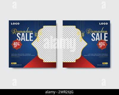 2 différentes offres de vente Ramadan Kareem Discount social Media Banner Post Design Set Template Illustration de Vecteur