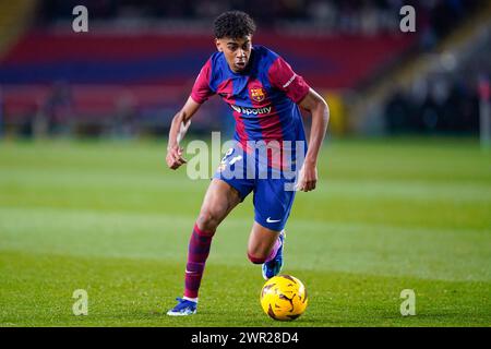 Barcelone, Espagne. 08 mars 2024. Lamine Yamal du FC Barcelone lors du match la Liga EA Sports entre le FC Barcelone et le RCD Mallorca a joué au stade Lluis Companys le 08 mars 2024 à Barcelone, Espagne. (Photo de Sergio Ruiz/PRESSINPHOTO) crédit : AGENCE SPORTIVE PRESSINPHOTO/Alamy Live News Banque D'Images
