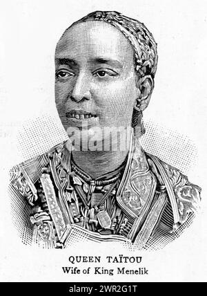 Portrait de la reine Taitou, épouse du roi Menelik II d'Abyssinie, vainqueur de la bataille d'Adwa. Publié vers 1896. Banque D'Images