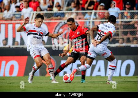 UIT, Brésil. 10 mars 2024. FC valable pour la 12ème manche du Campeonato Paulista 2024 qui a eu lieu à la Estádio Municipal DocNovelli Júnior dimanche après-midi (10). Crédit : Fabiano Martins/FotoArena/Alamy Live News Banque D'Images