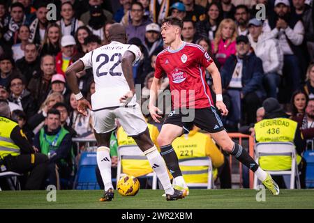 Madrid, Espagne. 10 mars 2024. Espagne match de football de la Liga Real Madrid vs Celta au stade Santiago Bernabeu de Madrid, 10 mars 2024 Rudiger 900/cordon Press Credit : CORDON PRESS/Alamy Live News Banque D'Images